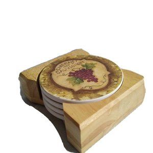 Stone grape Wine Vineyard Coasters Cork Back NEW